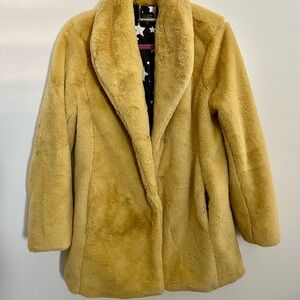 T Tahari Rich Gold Faux Fur Coat SIZE M